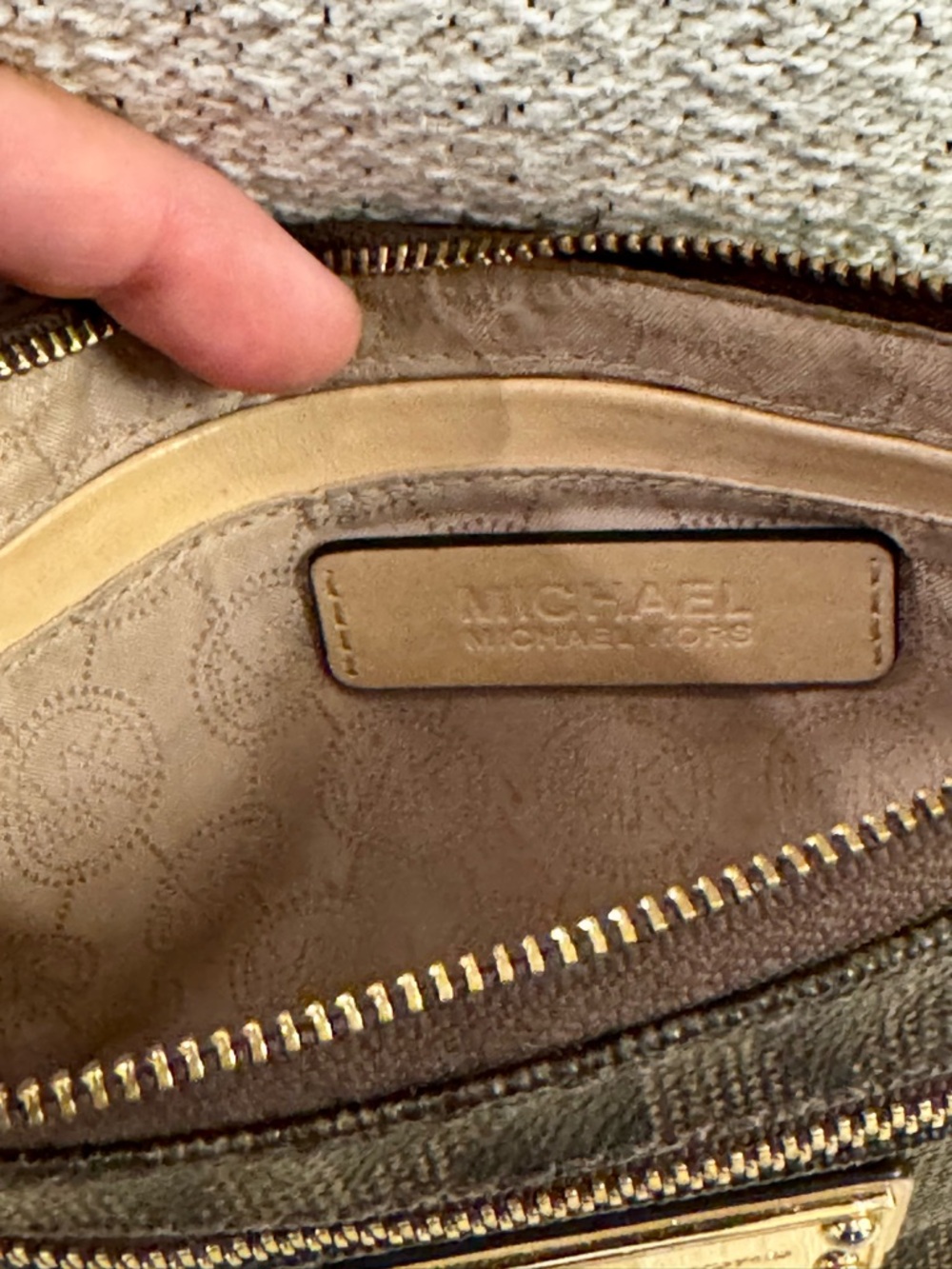 Michael Kors Brown and Gold Logo Zip Wristlet - Picture 4 of 4